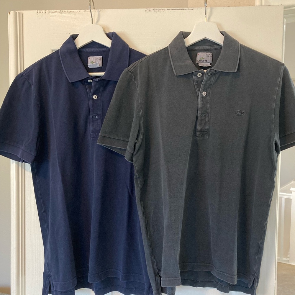 NWOT Pair (2) of Lacoste Vintage Washed Polo Shirts